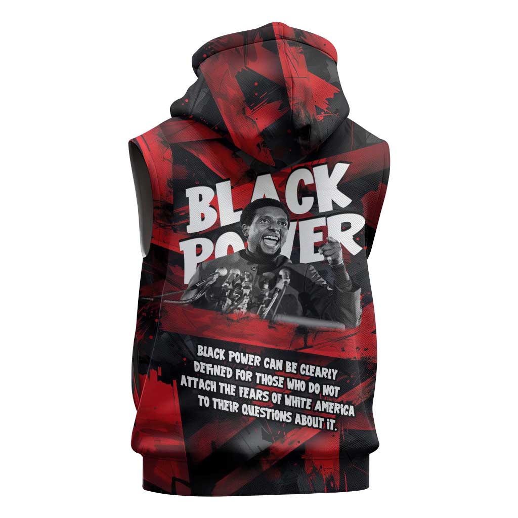 Stokely Carmichael Sleeveless Zip Hoodie Graphic Design Black Power Quote Powerful Speech Civil Rights - Wonder Print Shop