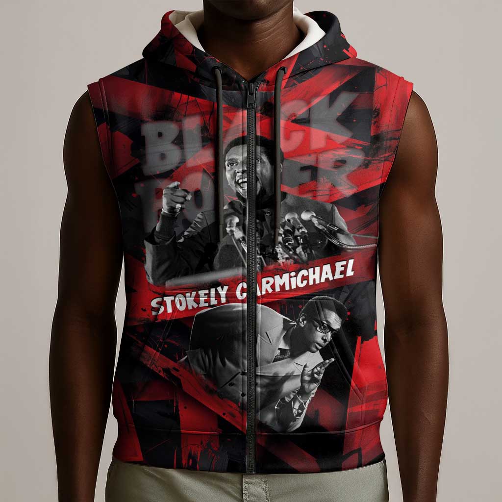 Stokely Carmichael Sleeveless Zip Hoodie Graphic Design Black Power Quote Powerful Speech Civil Rights - Wonder Print Shop