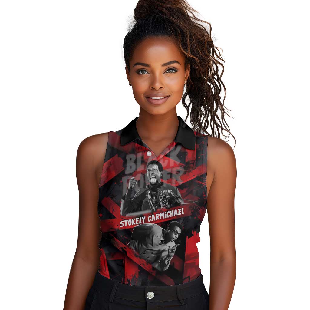 Stokely Carmichael Women Sleeveless Polo Shirt Graphic Design Black Power Quote Powerful Speech Civil Rights - Wonder Print Shop