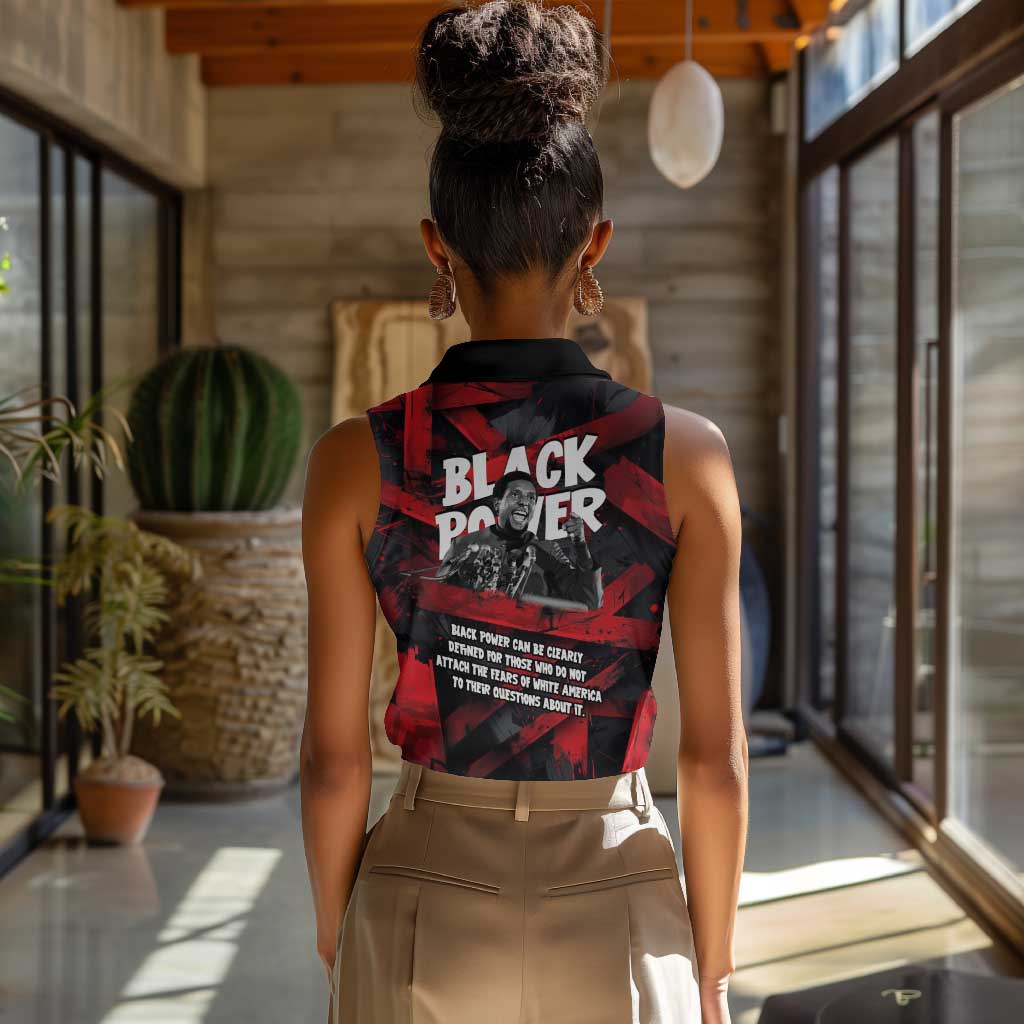 Stokely Carmichael Women Sleeveless Polo Shirt Graphic Design Black Power Quote Powerful Speech Civil Rights - Wonder Print Shop