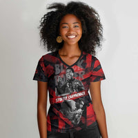 Stokely Carmichael Women V-Neck T-Shirt Graphic Design Black Power Quote Powerful Speech Civil Rights - Wonder Print Shop