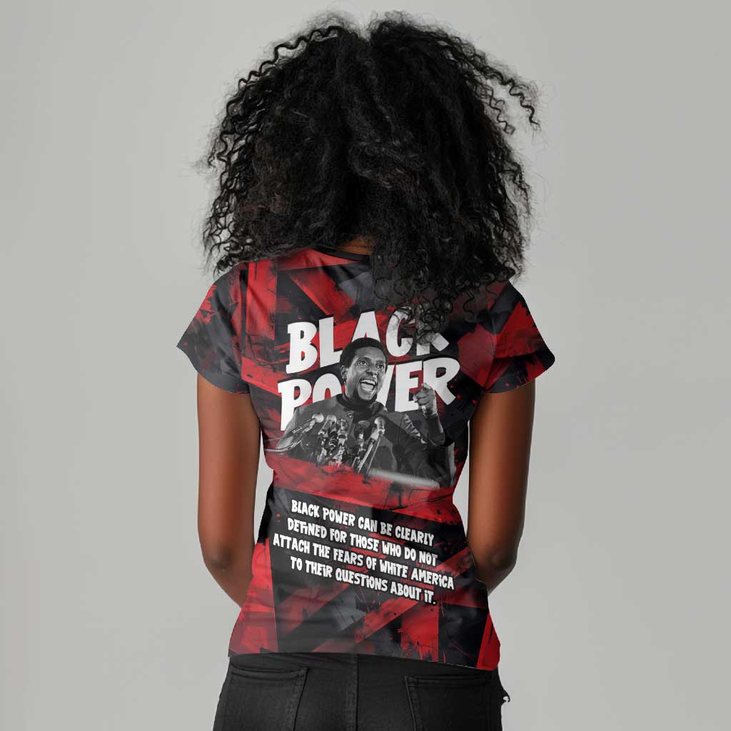 Stokely Carmichael Women V-Neck T-Shirt Graphic Design Black Power Quote Powerful Speech Civil Rights - Wonder Print Shop
