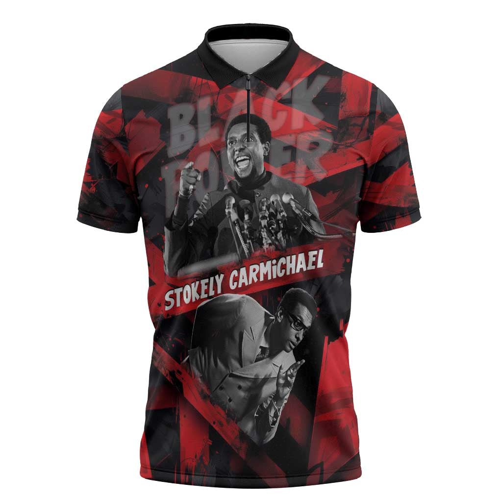 Stokely Carmichael Zipper Polo Shirt Graphic Design Black Power Quote Powerful Speech Civil Rights - Wonder Print Shop