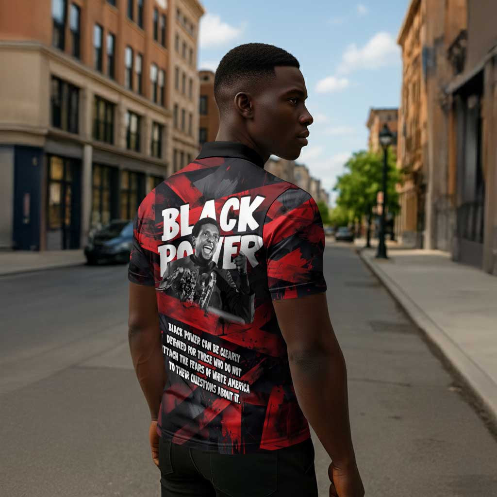 Stokely Carmichael Zipper Polo Shirt Graphic Design Black Power Quote Powerful Speech Civil Rights - Wonder Print Shop