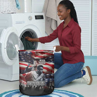 Stokely Carmichael Laundry Basket American Flag Background Black Power Quote Civil Rights Leader Powerful Speech - Wonder Print Shop