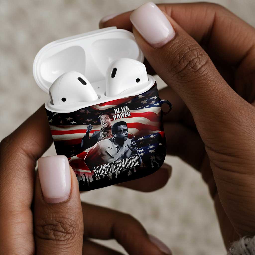 Stokely Carmichael AirPods Case American Flag Background Black Power Quote Civil Rights Leader Powerful Speech - Wonder Print Shop