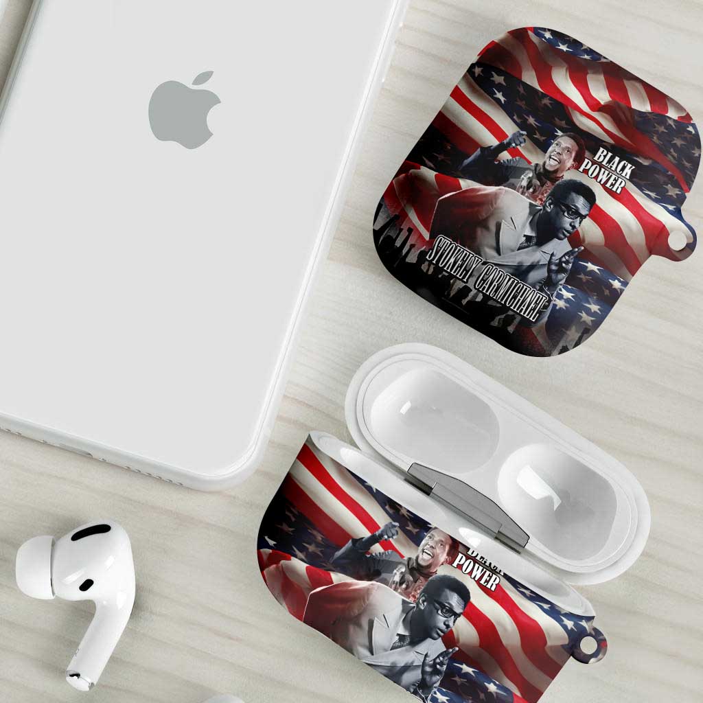 Stokely Carmichael AirPods Case American Flag Background Black Power Quote Civil Rights Leader Powerful Speech - Wonder Print Shop