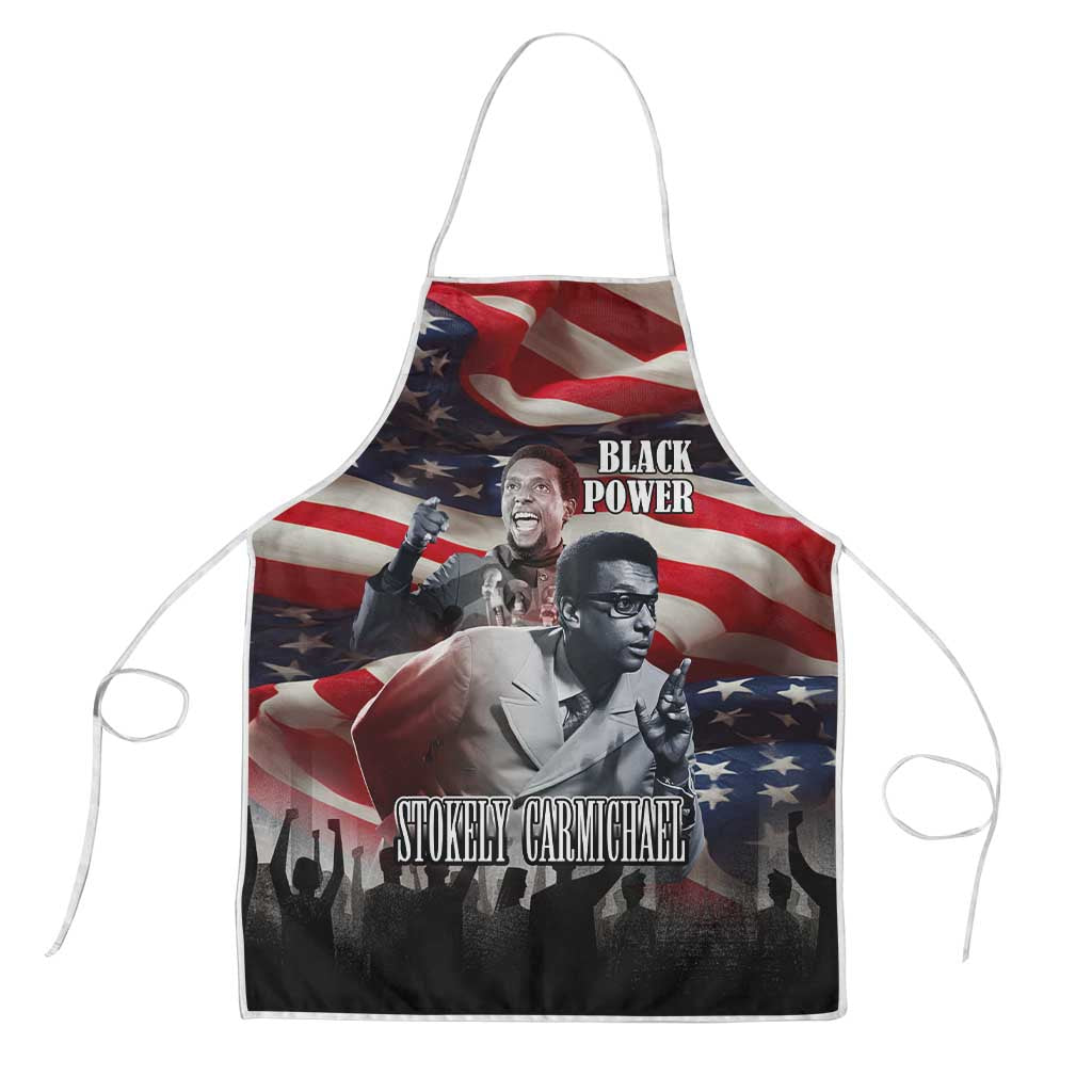 Stokely Carmichael Apron American Flag Background Black Power Quote Civil Rights Leader Powerful Speech - Wonder Print Shop