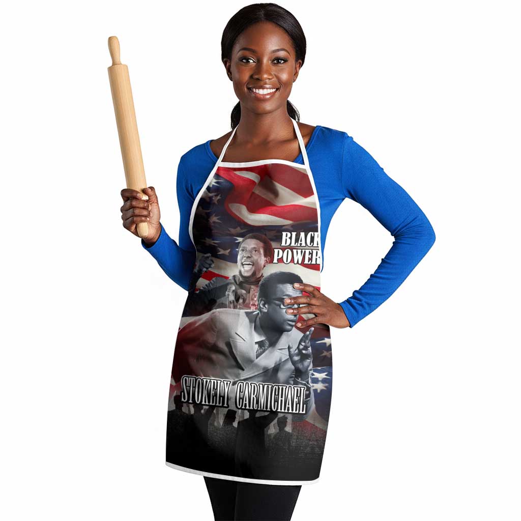 Stokely Carmichael Apron American Flag Background Black Power Quote Civil Rights Leader Powerful Speech - Wonder Print Shop
