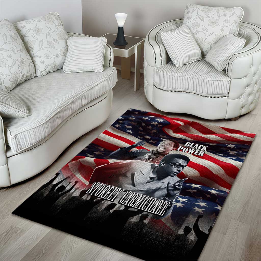 Stokely Carmichael Area Rug American Flag Background Black Power Quote Civil Rights Leader Powerful Speech - Wonder Print Shop