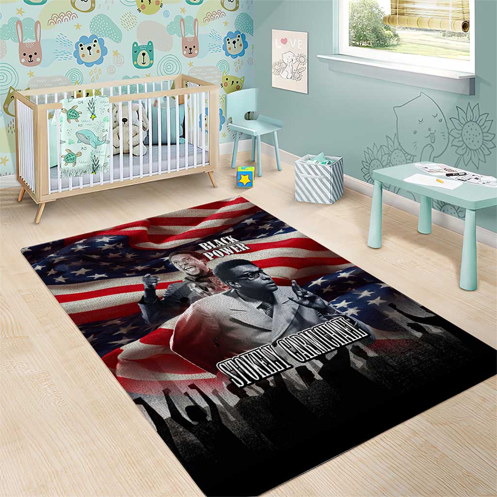 Stokely Carmichael Area Rug American Flag Background Black Power Quote Civil Rights Leader Powerful Speech - Wonder Print Shop