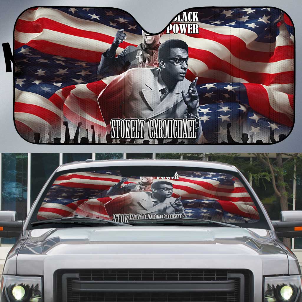 Stokely Carmichael Auto Sun Shade American Flag Background Black Power Quote Civil Rights Leader Powerful Speech - Wonder Print Shop