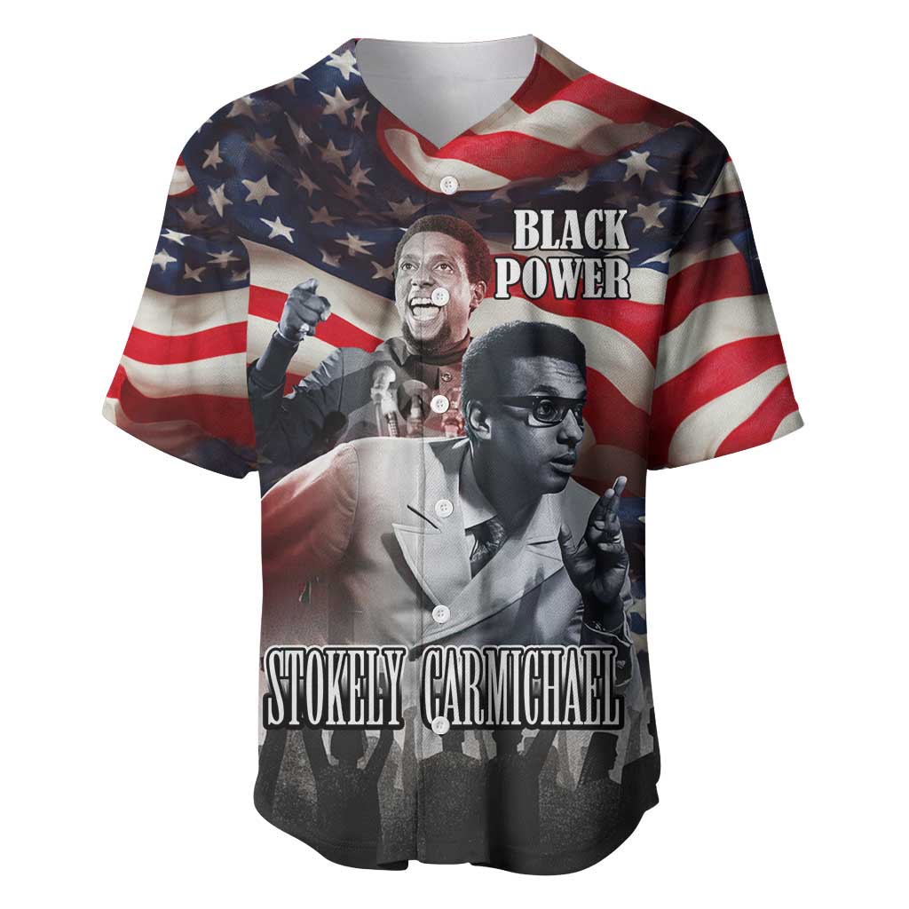 Stokely Carmichael Baseball Jersey American Flag Background Black Power Quote Civil Rights Leader Powerful Speech - Wonder Print Shop