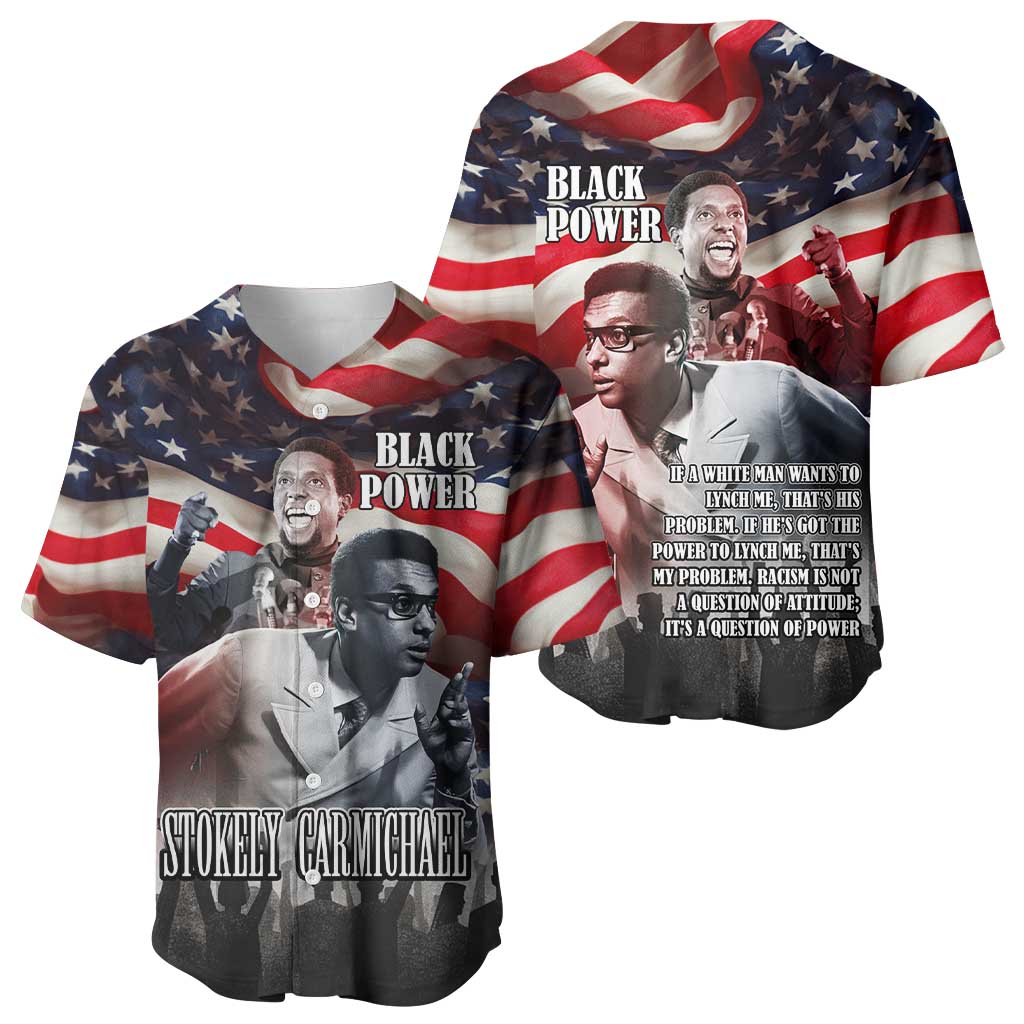 Stokely Carmichael Baseball Jersey American Flag Background Black Power Quote Civil Rights Leader Powerful Speech - Wonder Print Shop