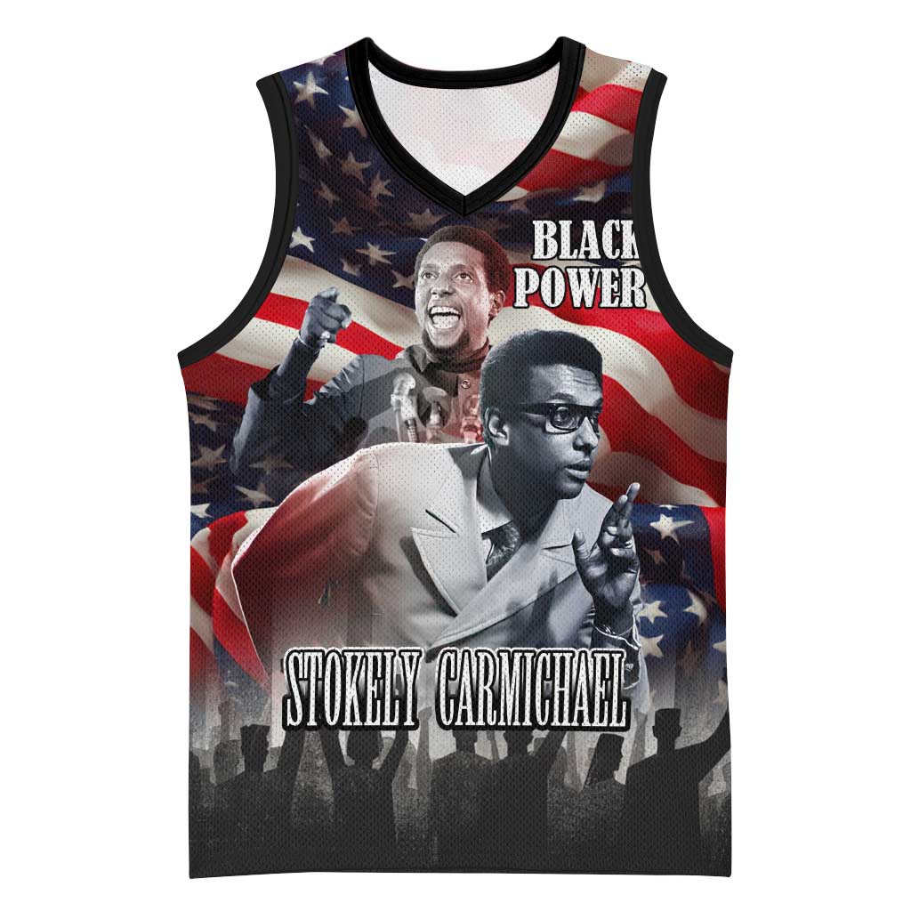 Stokely Carmichael Basketball Jersey American Flag Background Black Power Quote Civil Rights Leader Powerful Speech - Wonder Print Shop