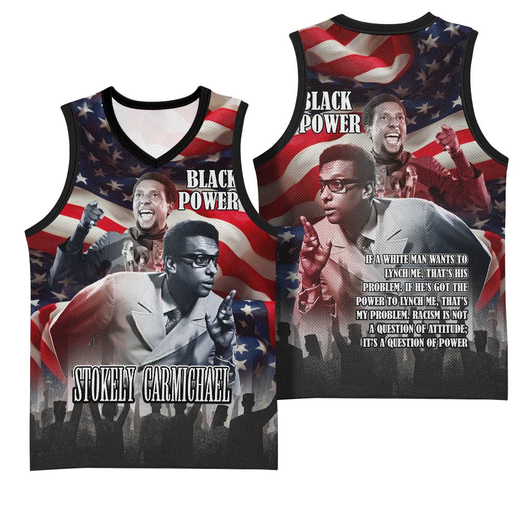 Stokely Carmichael Basketball Jersey American Flag Background Black Power Quote Civil Rights Leader Powerful Speech - Wonder Print Shop