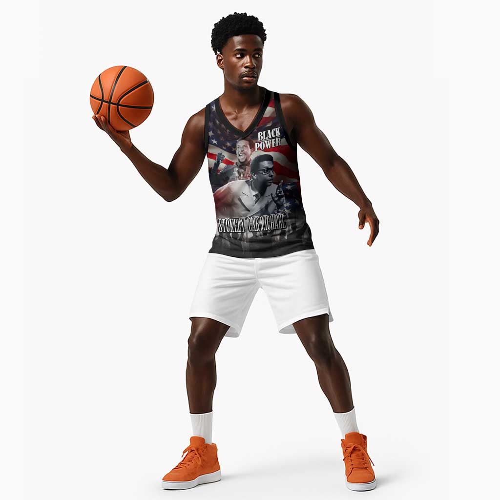 Stokely Carmichael Basketball Jersey American Flag Background Black Power Quote Civil Rights Leader Powerful Speech - Wonder Print Shop