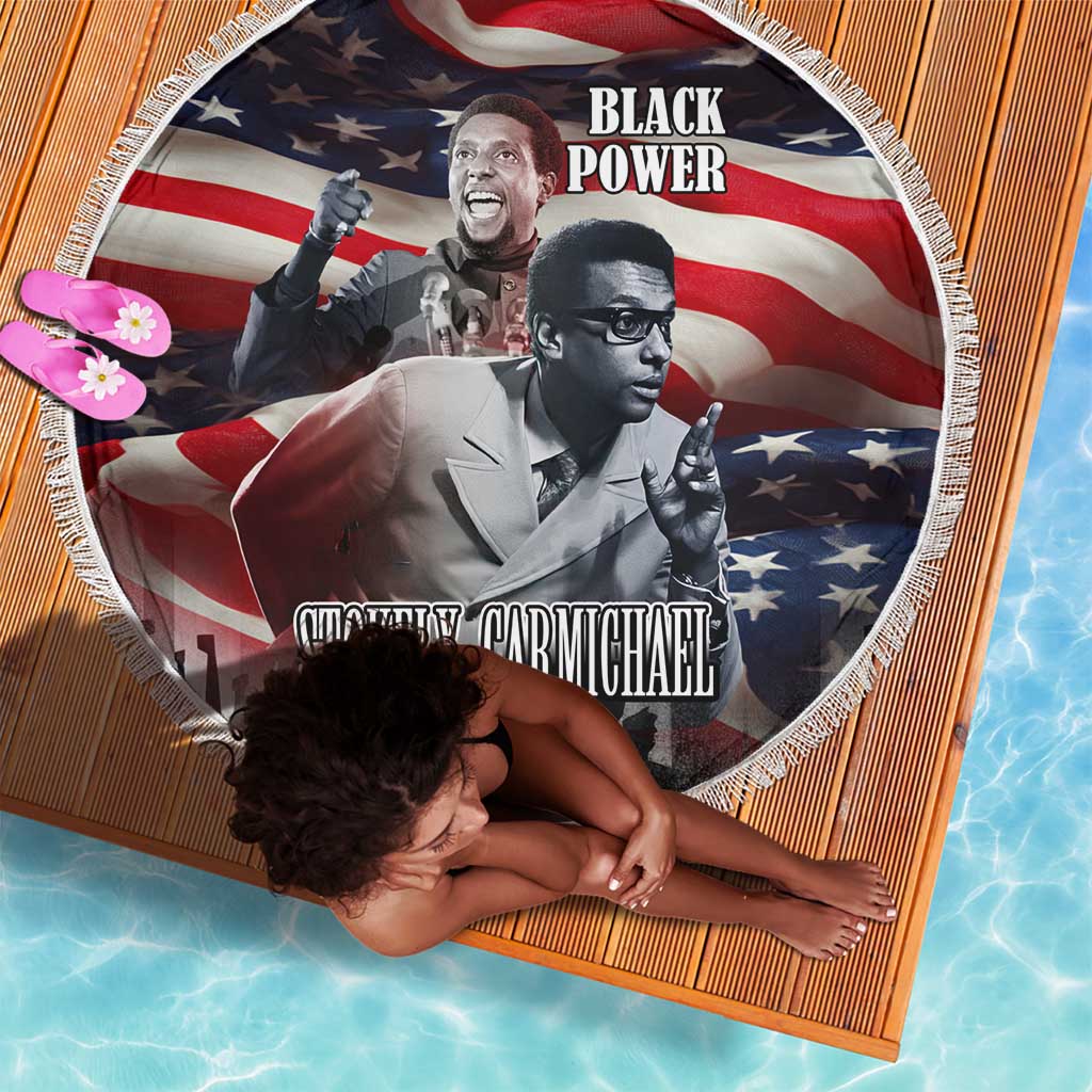 Stokely Carmichael Beach Blanket American Flag Background Black Power Quote Civil Rights Leader Powerful Speech - Wonder Print Shop