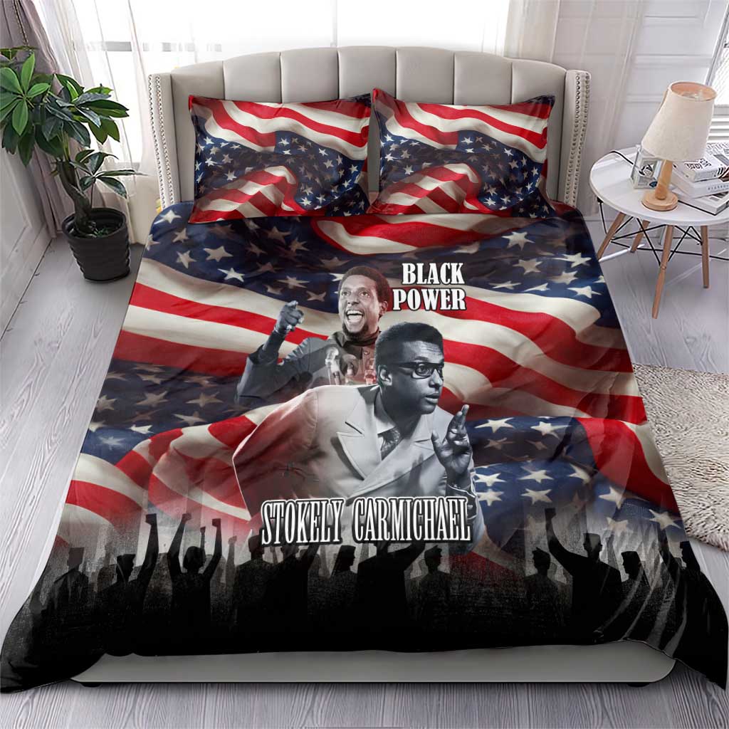 Stokely Carmichael Bedding Set American Flag Background Black Power Quote Civil Rights Leader Powerful Speech - Wonder Print Shop