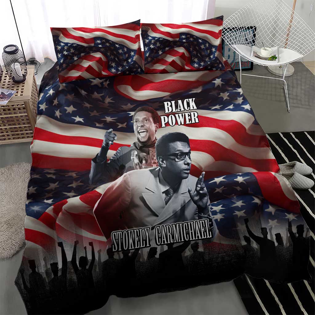 Stokely Carmichael Bedding Set American Flag Background Black Power Quote Civil Rights Leader Powerful Speech - Wonder Print Shop