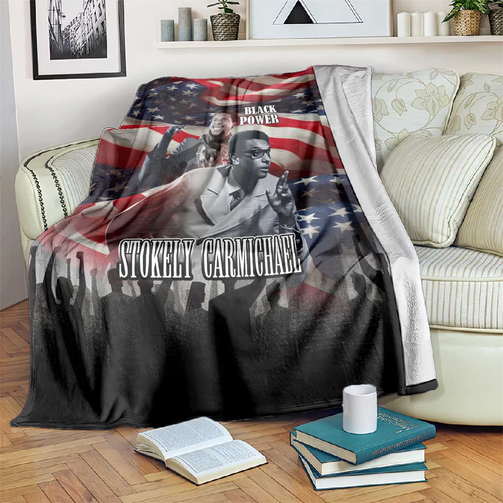 Stokely Carmichael Blanket American Flag Background Black Power Quote Civil Rights Leader Powerful Speech - Wonder Print Shop