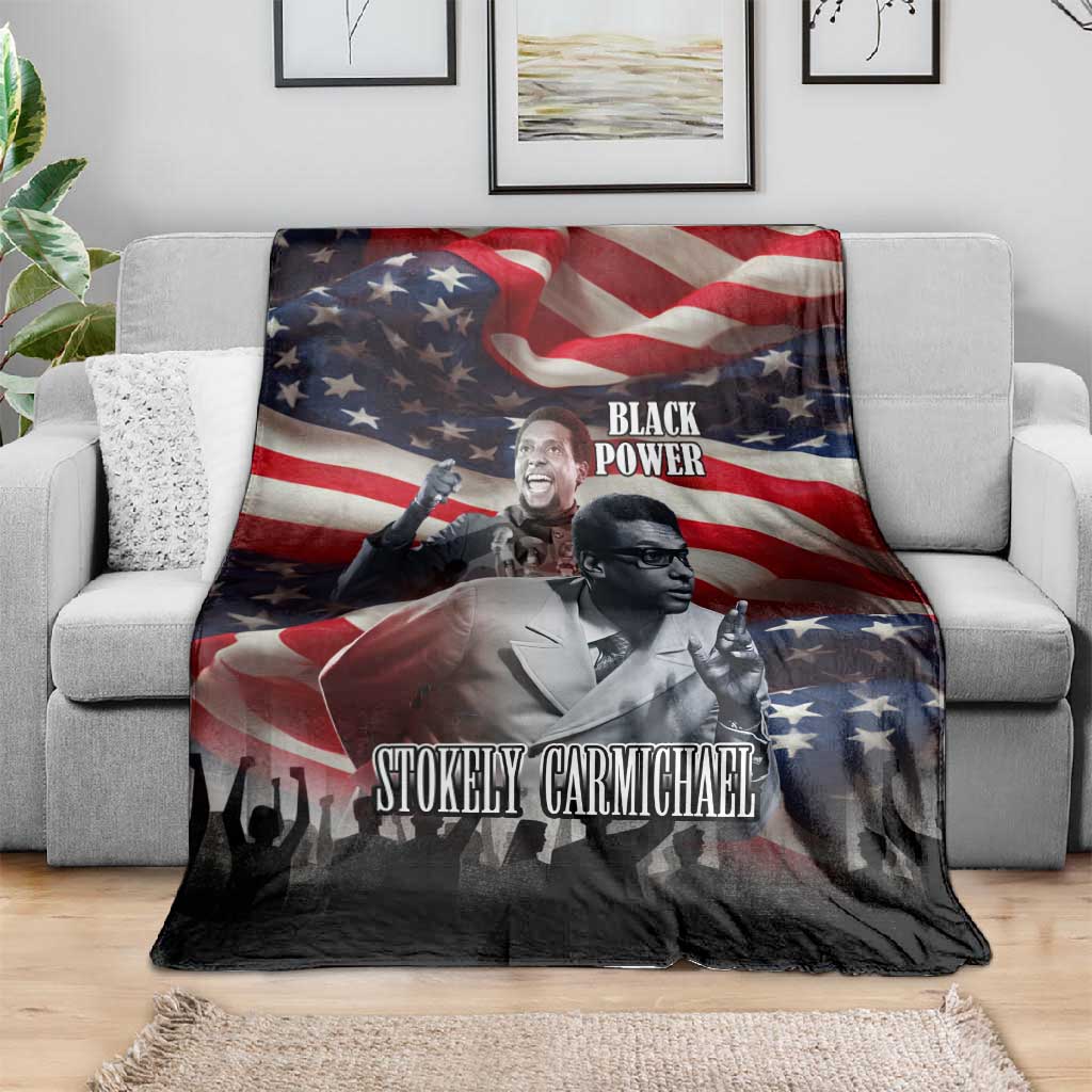 Stokely Carmichael Blanket American Flag Background Black Power Quote Civil Rights Leader Powerful Speech - Wonder Print Shop