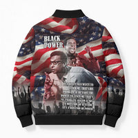 Stokely Carmichael Bomber Puffer Jacket American Flag Background Black Power Quote Civil Rights Leader Powerful Speech - Wonder Print Shop
