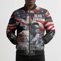 Stokely Carmichael Bomber Puffer Jacket American Flag Background Black Power Quote Civil Rights Leader Powerful Speech - Wonder Print Shop