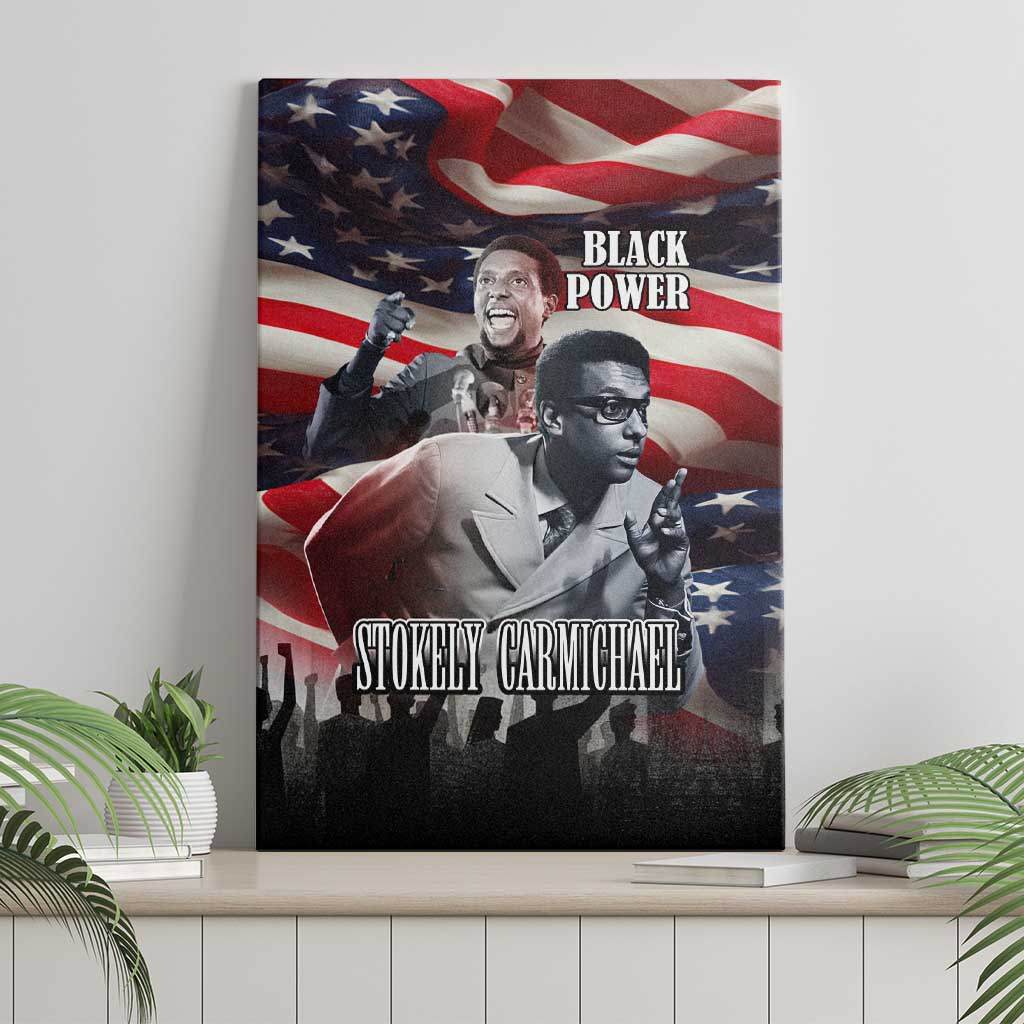Stokely Carmichael Canvas Wall Art American Flag Background Black Power Quote Civil Rights Leader Powerful Speech - Wonder Print Shop