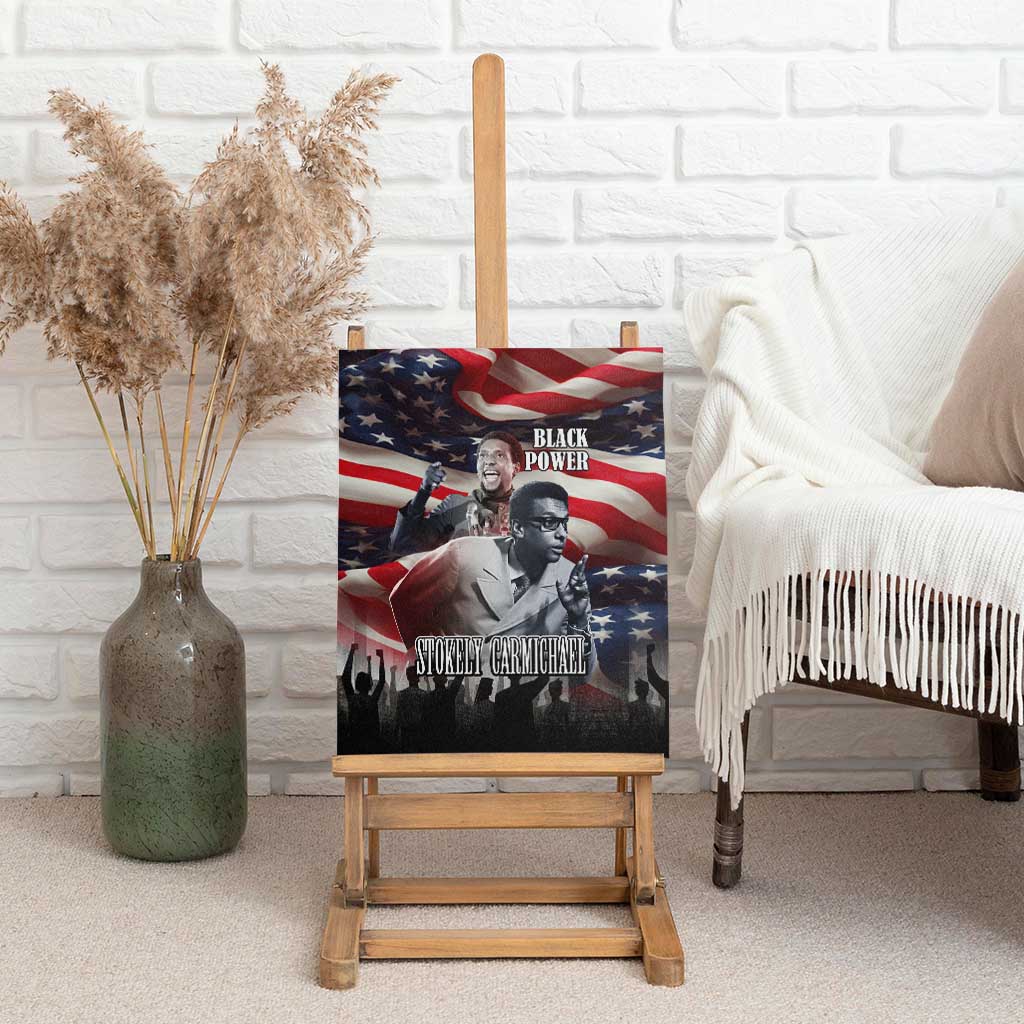 Stokely Carmichael Canvas Wall Art American Flag Background Black Power Quote Civil Rights Leader Powerful Speech - Wonder Print Shop