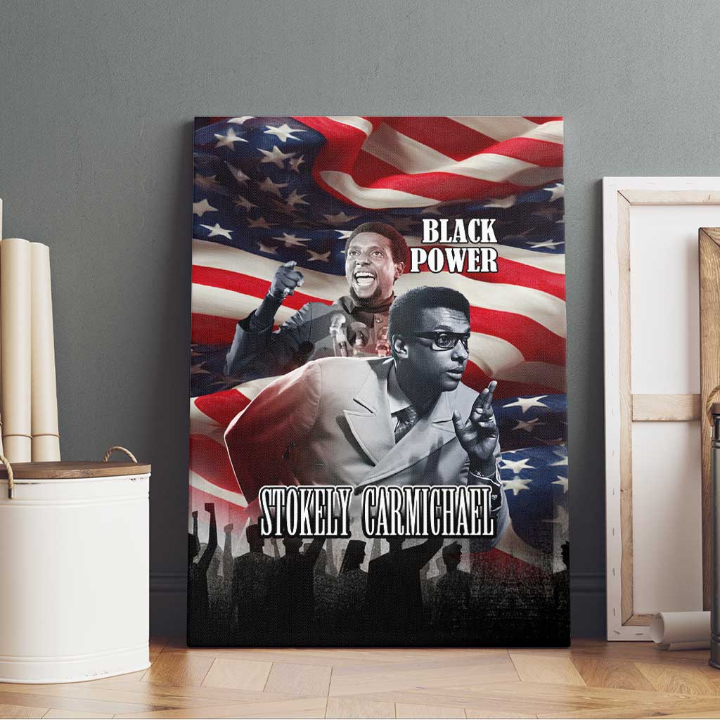 Stokely Carmichael Canvas Wall Art American Flag Background Black Power Quote Civil Rights Leader Powerful Speech - Wonder Print Shop