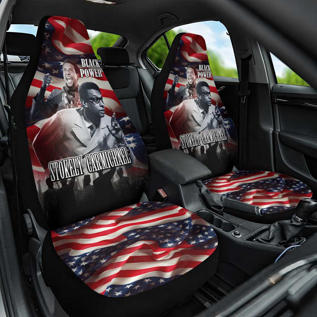 Stokely Carmichael Car Seat Cover American Flag Background Black Power Quote Civil Rights Leader Powerful Speech - Wonder Print Shop