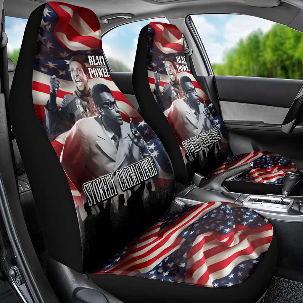 Stokely Carmichael Car Seat Cover American Flag Background Black Power Quote Civil Rights Leader Powerful Speech - Wonder Print Shop