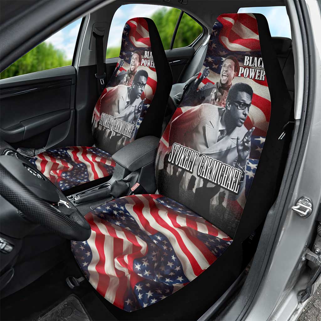 Stokely Carmichael Car Seat Cover American Flag Background Black Power Quote Civil Rights Leader Powerful Speech - Wonder Print Shop