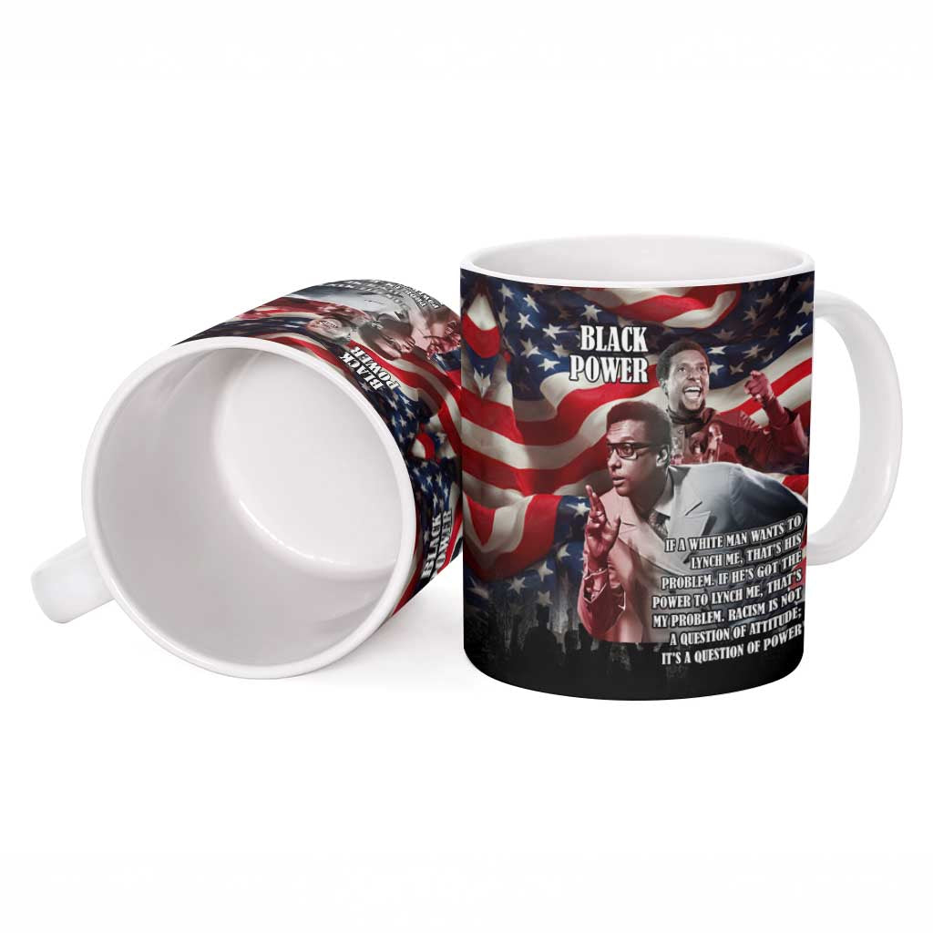 Stokely Carmichael Ceramic Mug American Flag Background Black Power Quote Civil Rights Leader Powerful Speech - Wonder Print Shop