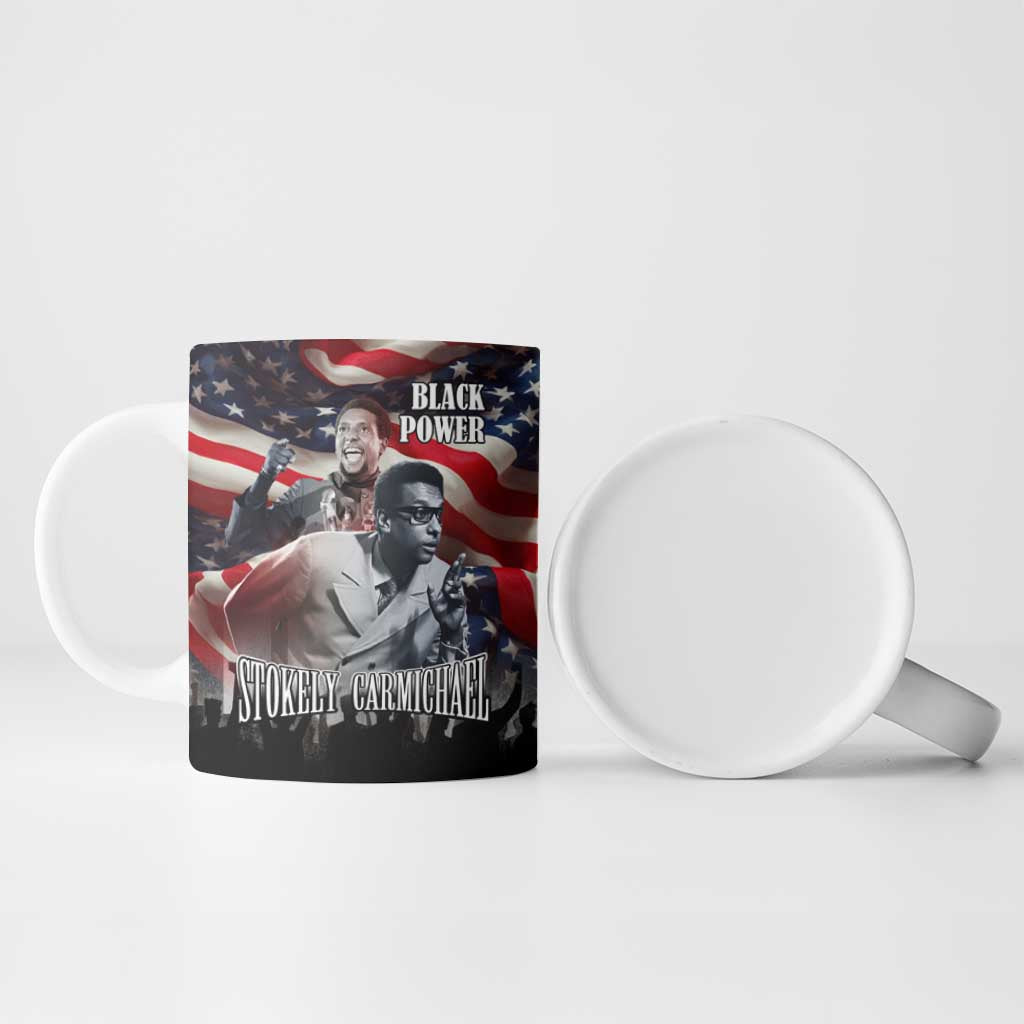 Stokely Carmichael Ceramic Mug American Flag Background Black Power Quote Civil Rights Leader Powerful Speech - Wonder Print Shop