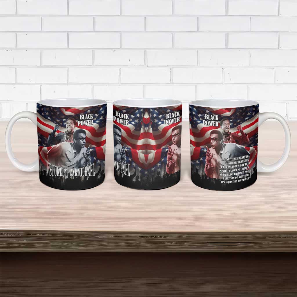 Stokely Carmichael Ceramic Mug American Flag Background Black Power Quote Civil Rights Leader Powerful Speech - Wonder Print Shop