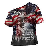 Stokely Carmichael Cross Shoulder Shirt American Flag Background Black Power Quote Civil Rights Leader Powerful Speech - Wonder Print Shop