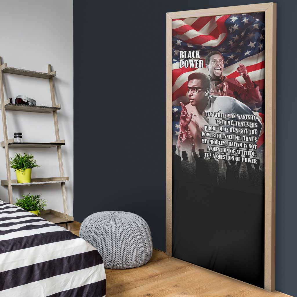 Stokely Carmichael Door Cover American Flag Background Black Power Quote Civil Rights Leader Powerful Speech - Wonder Print Shop