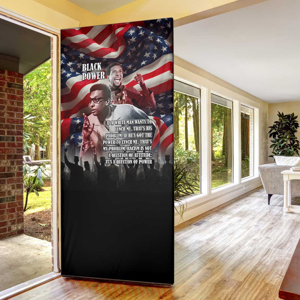 Stokely Carmichael Door Cover American Flag Background Black Power Quote Civil Rights Leader Powerful Speech - Wonder Print Shop