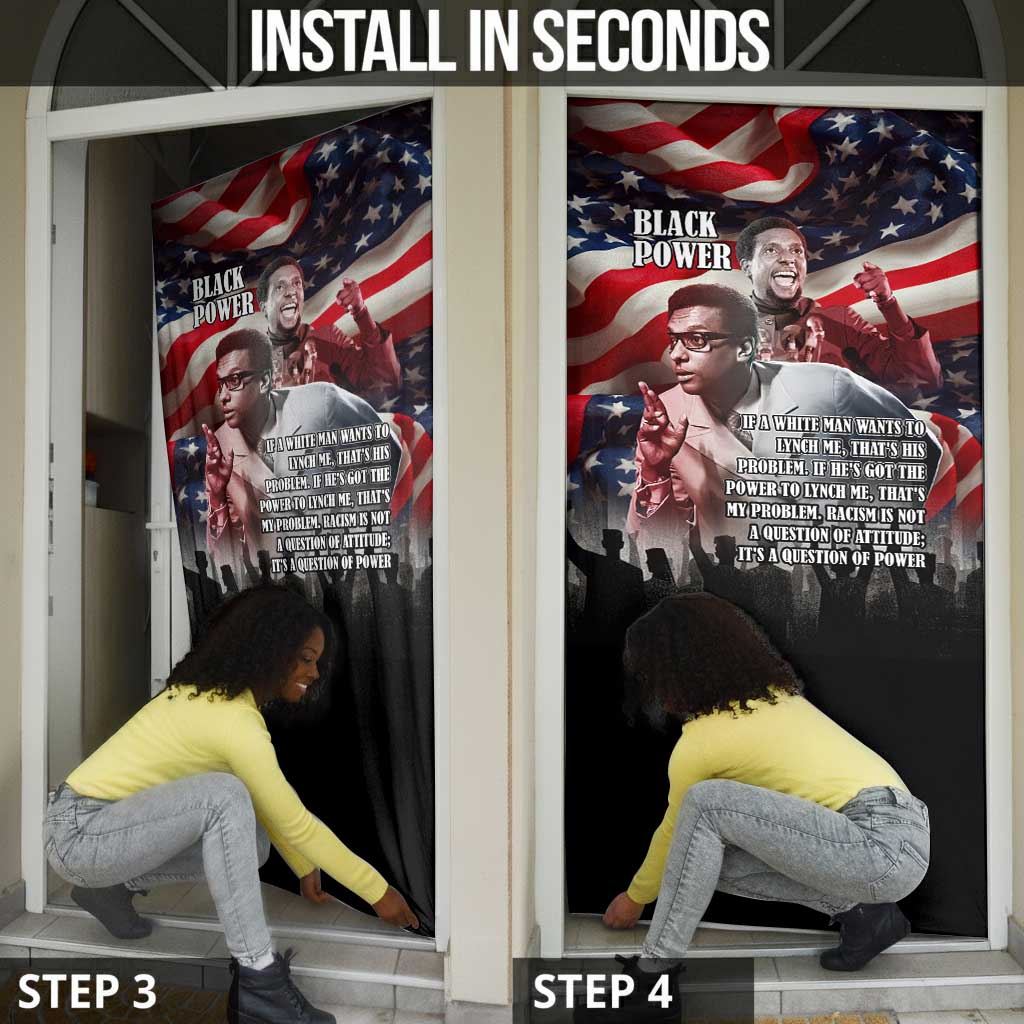 Stokely Carmichael Door Cover American Flag Background Black Power Quote Civil Rights Leader Powerful Speech - Wonder Print Shop