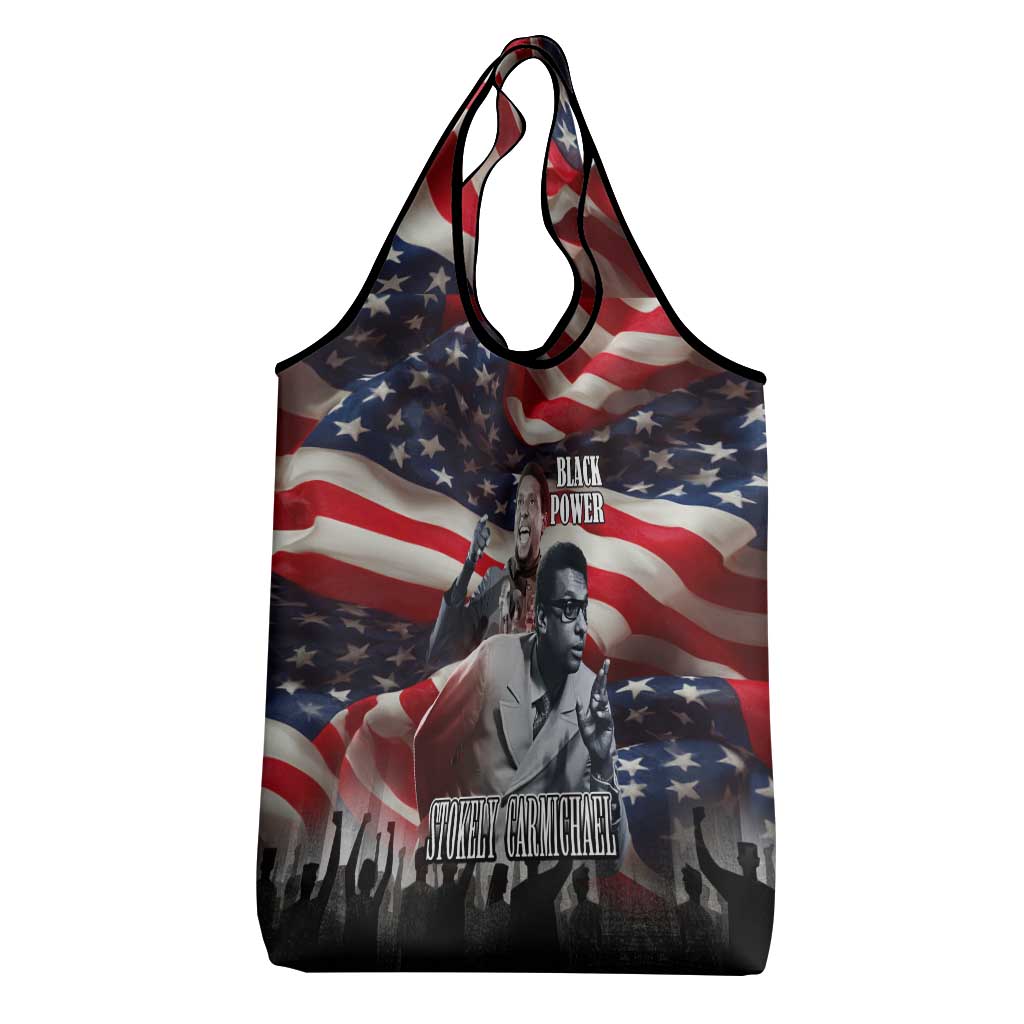 Stokely Carmichael Grocery Bag American Flag Background Black Power Quote Civil Rights Leader Powerful Speech - Wonder Print Shop