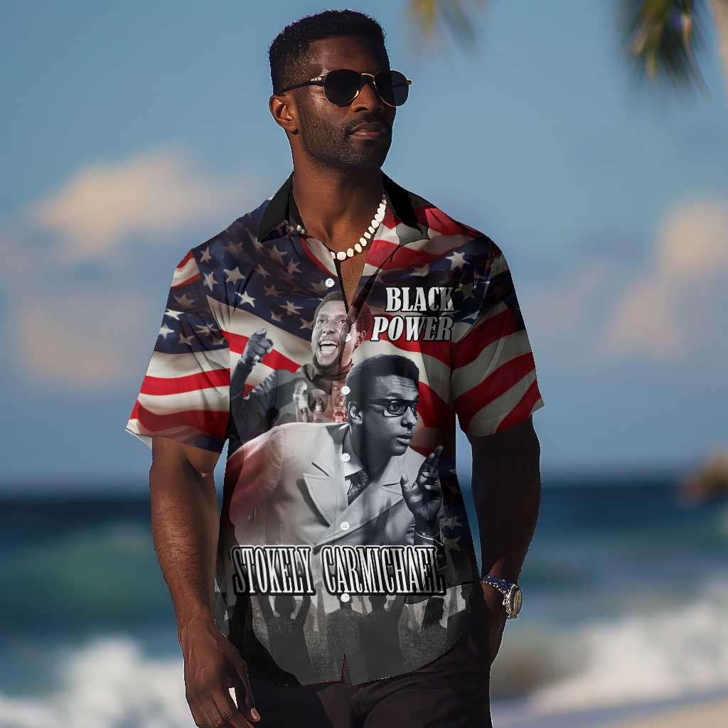 Stokely Carmichael Hawaiian Shirt American Flag Background Black Power Quote Civil Rights Leader Powerful Speech - Wonder Print Shop