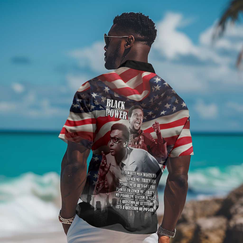 Stokely Carmichael Hawaiian Shirt American Flag Background Black Power Quote Civil Rights Leader Powerful Speech - Wonder Print Shop