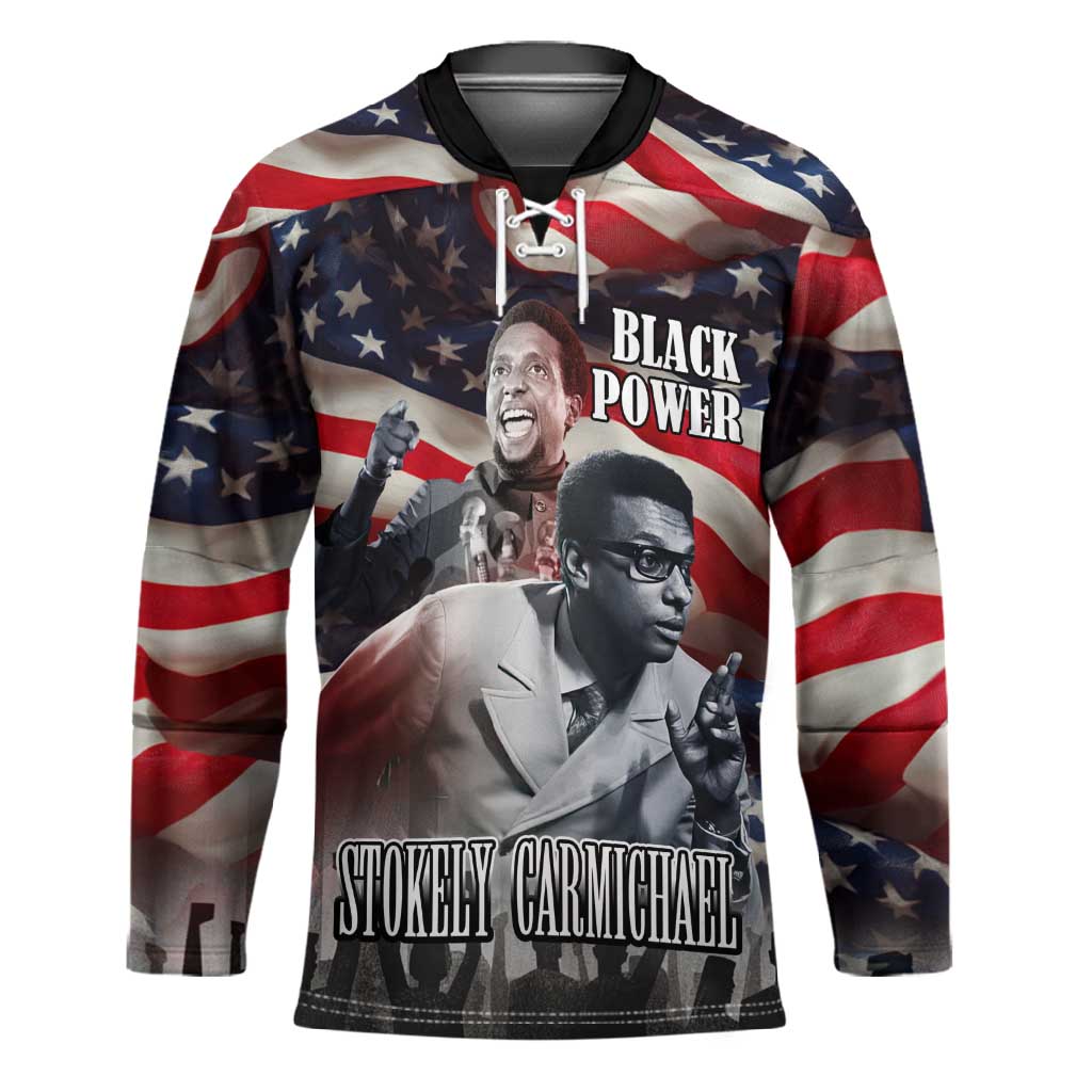 Stokely Carmichael Hockey Jersey American Flag Background Black Power Quote Civil Rights Leader Powerful Speech - Wonder Print Shop