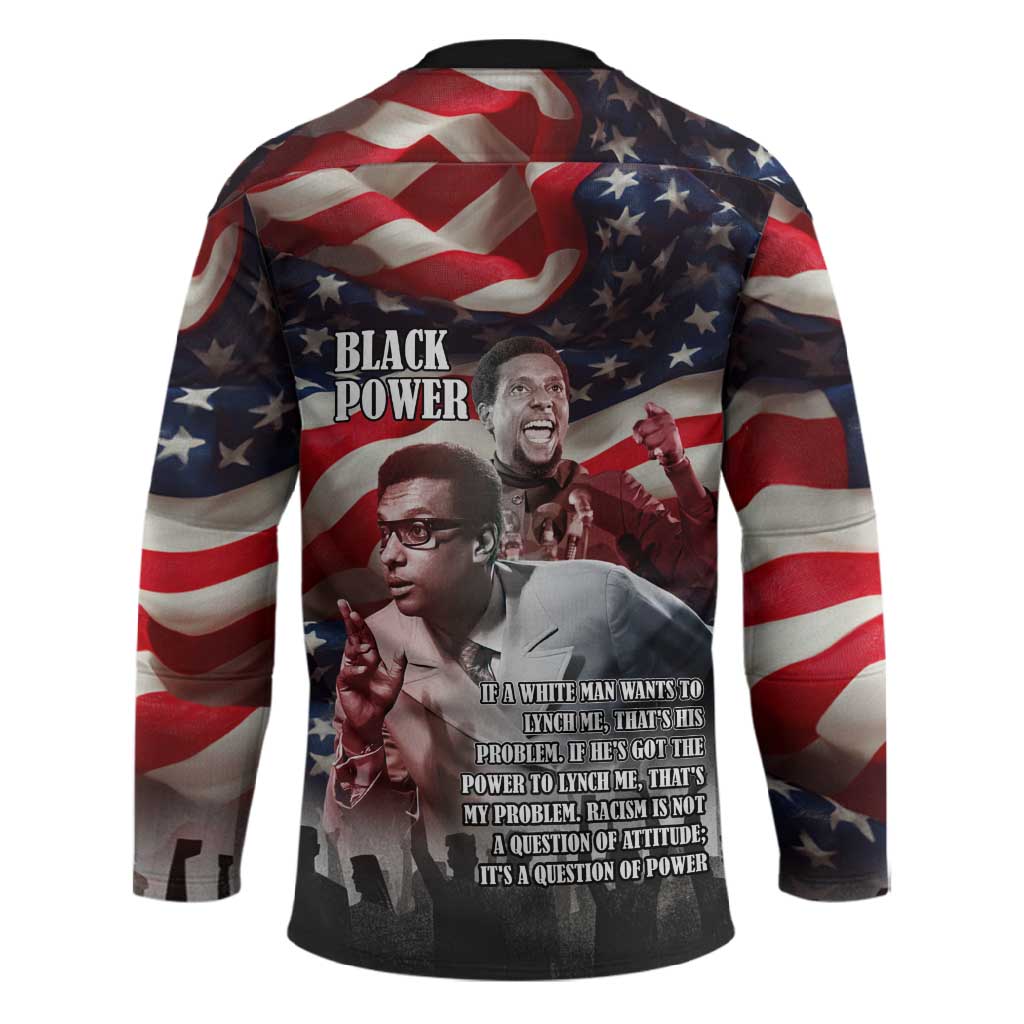 Stokely Carmichael Hockey Jersey American Flag Background Black Power Quote Civil Rights Leader Powerful Speech - Wonder Print Shop