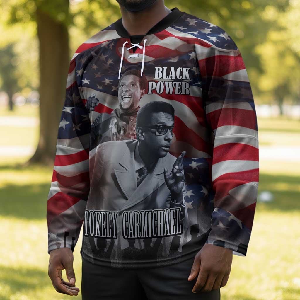 Stokely Carmichael Hockey Jersey American Flag Background Black Power Quote Civil Rights Leader Powerful Speech - Wonder Print Shop