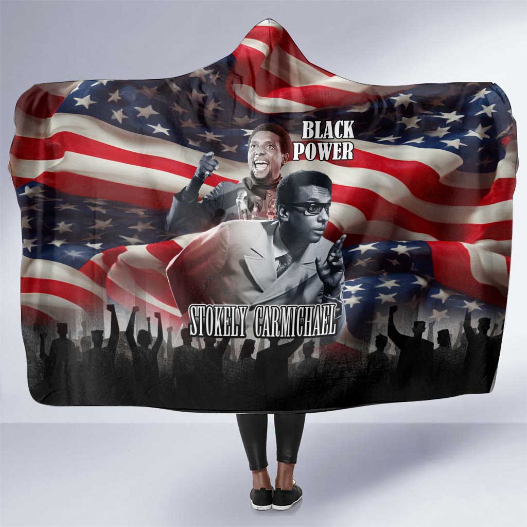 Stokely Carmichael Hooded Blanket American Flag Background Black Power Quote Civil Rights Leader Powerful Speech - Wonder Print Shop