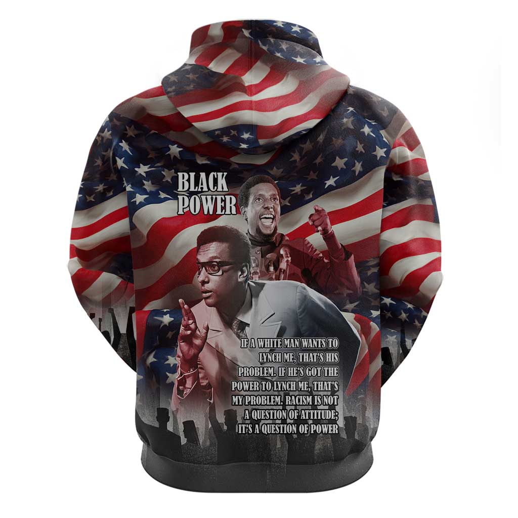 Stokely Carmichael Hoodie American Flag Background Black Power Quote Civil Rights Leader Powerful Speech - Wonder Print Shop