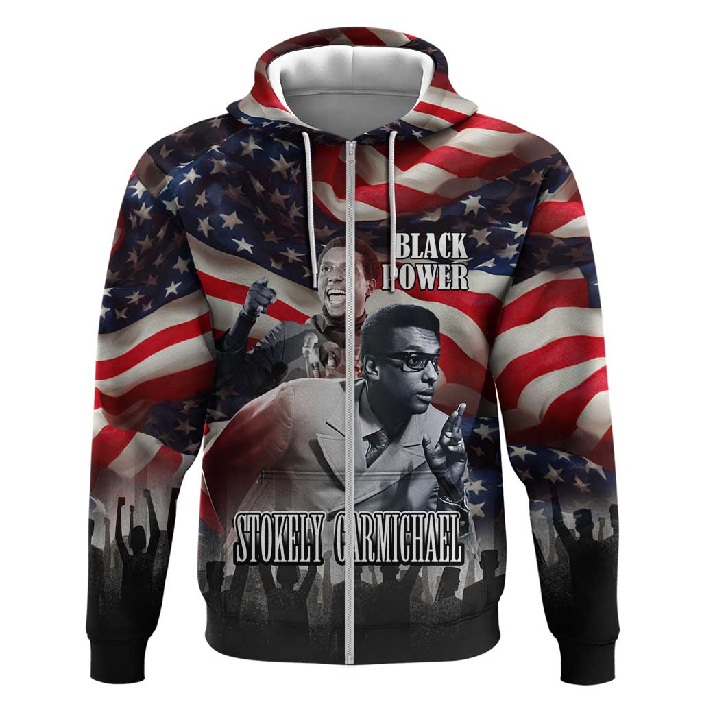 Stokely Carmichael Hoodie American Flag Background Black Power Quote Civil Rights Leader Powerful Speech - Wonder Print Shop